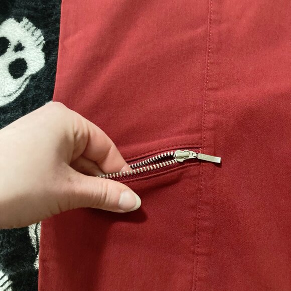 CLEO PETITES Brick red tappered straight leg pants w/ zipper pockets ~ XS SMALL - Picture 4 of 11